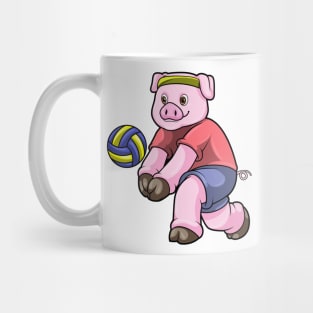 Pig at Sports with Volleyball Mug